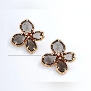 Flower Crystal Stud Earrings – Gold Plated, Lightweight